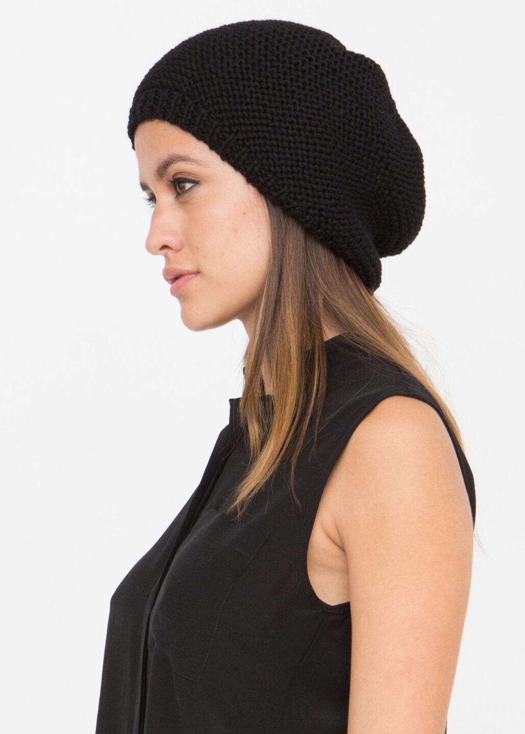 Ethically Handmade Merino Wool Slouch Beret in Black