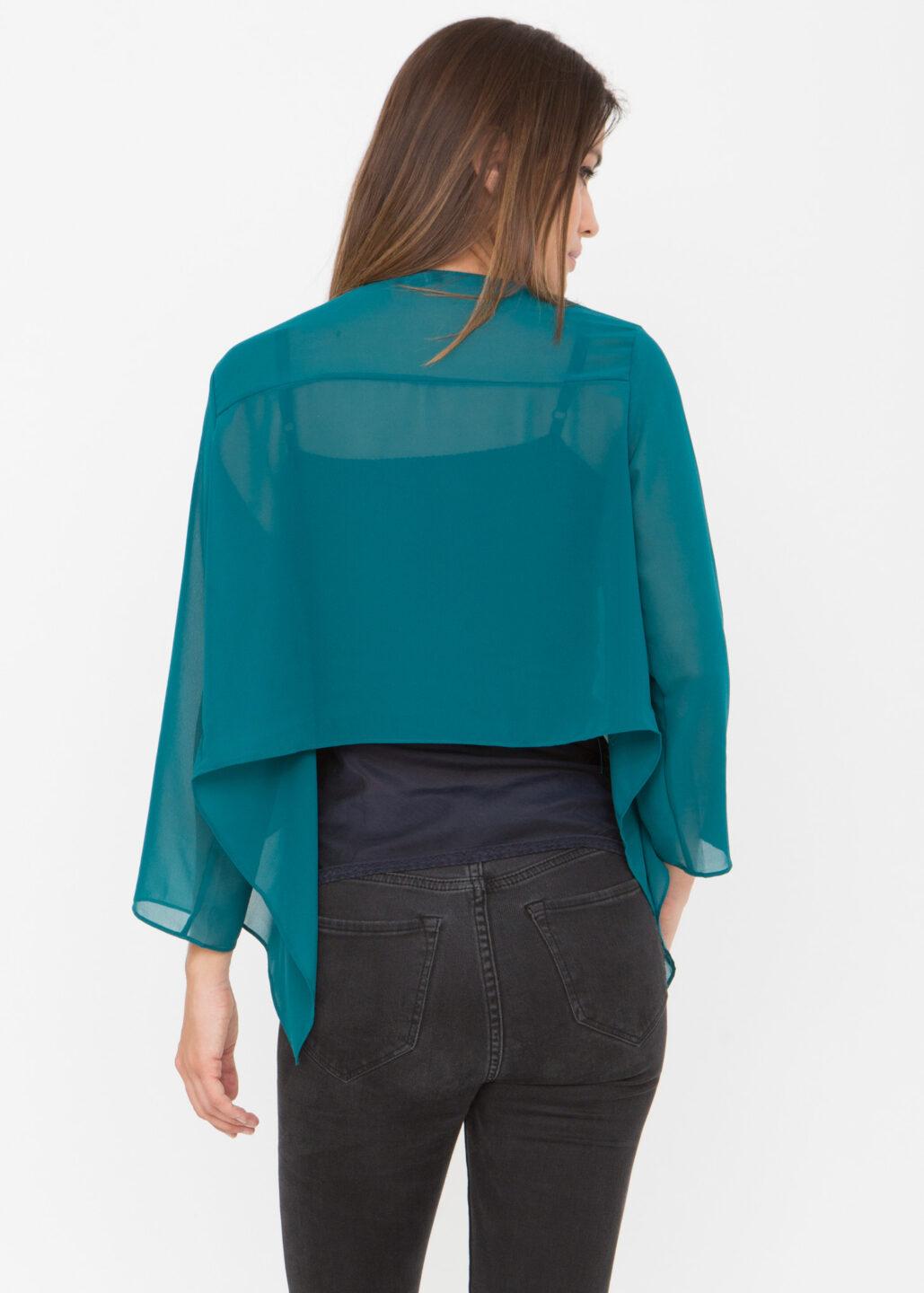 Sheer Chiffon Shrug Bolero Jacket Teal