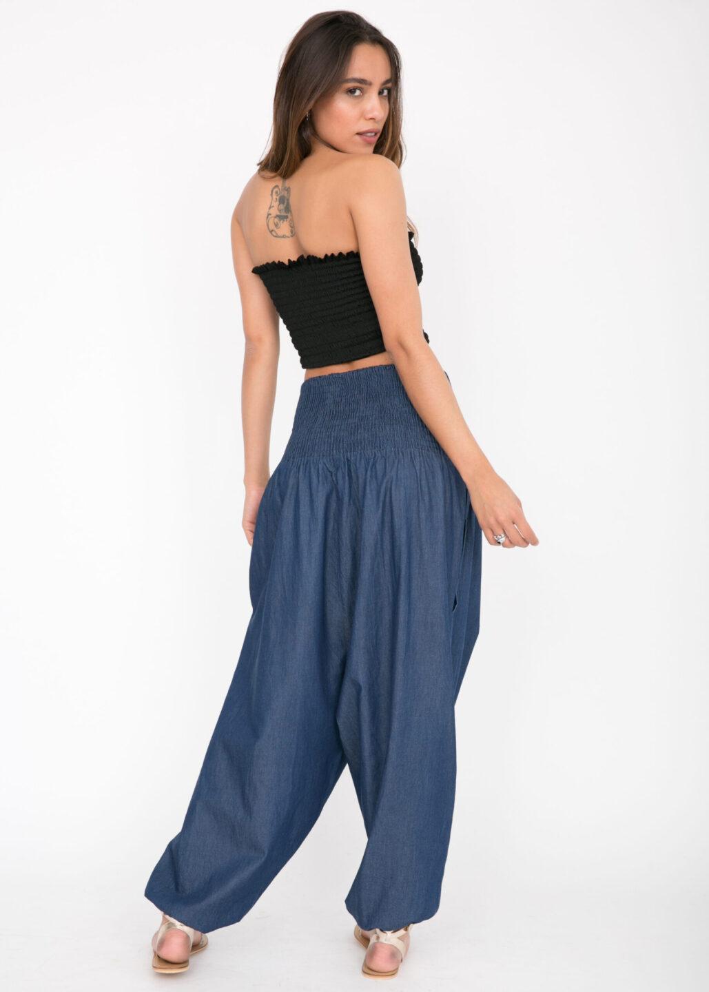 2 in 1 Harem Trouser Jumpsuit in Denim