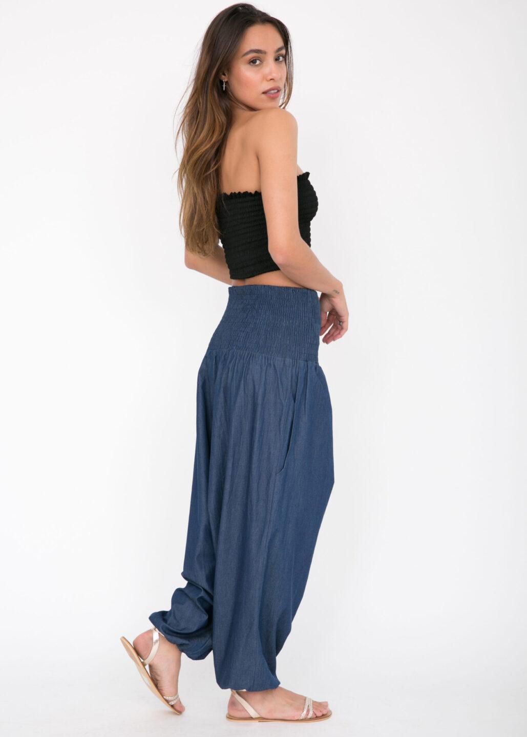 2 in 1 Harem Trouser Jumpsuit in Denim