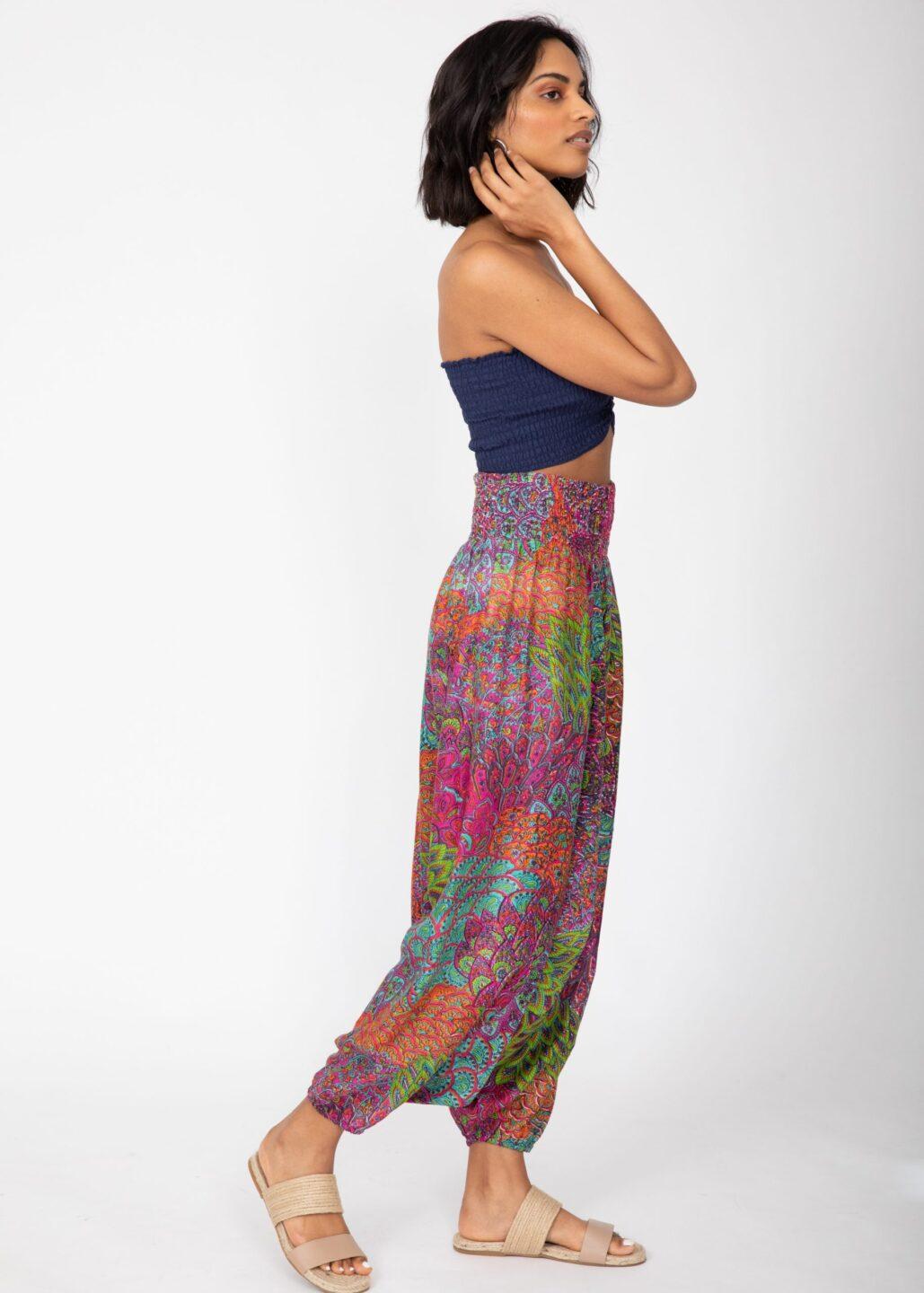 2 in 1 Harem Trousers/Bandeau Jumpsuit in Blue & Pink