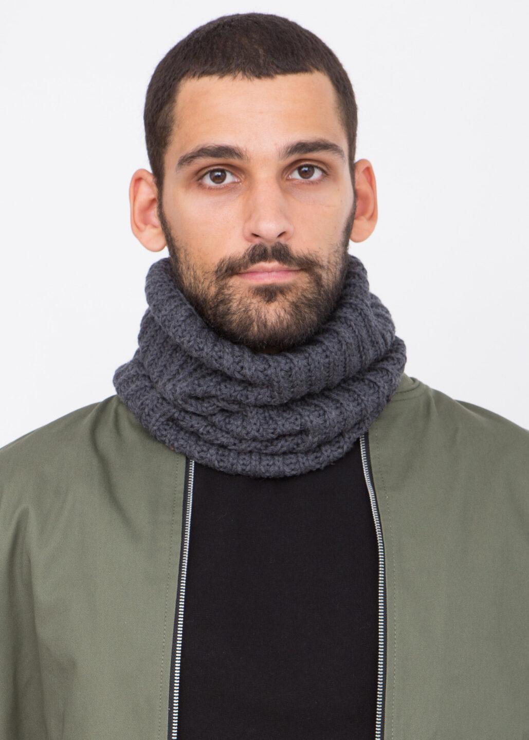 Merino Knitted Tube Snood Scarf Charcoal