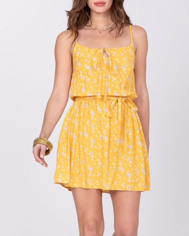 yellow summer dress made from dead stock fabric