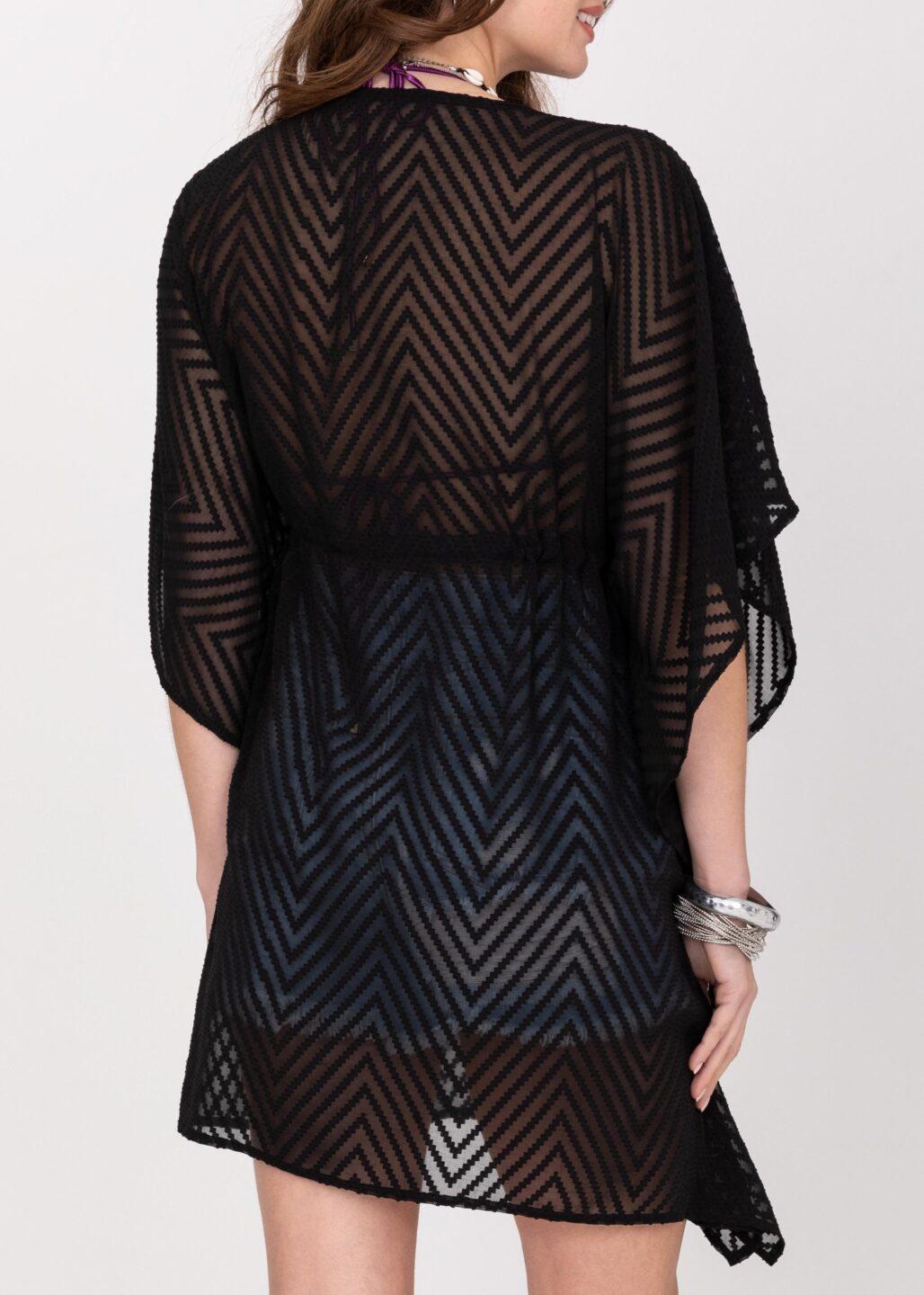 Sheer Kaftan Zig Zag Black