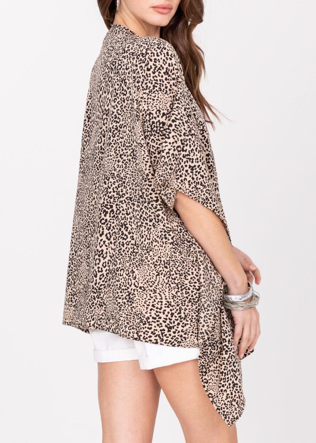 Floaty Kimono Cover Up in in Leopard Print