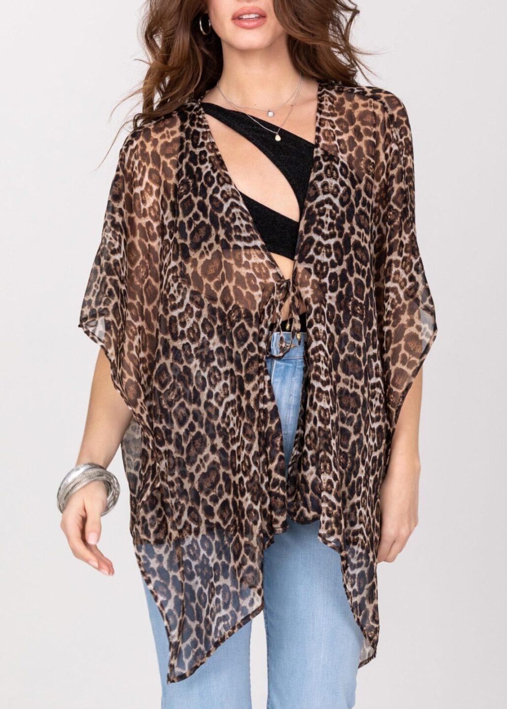 Floaty Sheer Kimono Cover Up in Sexy Leopard Print