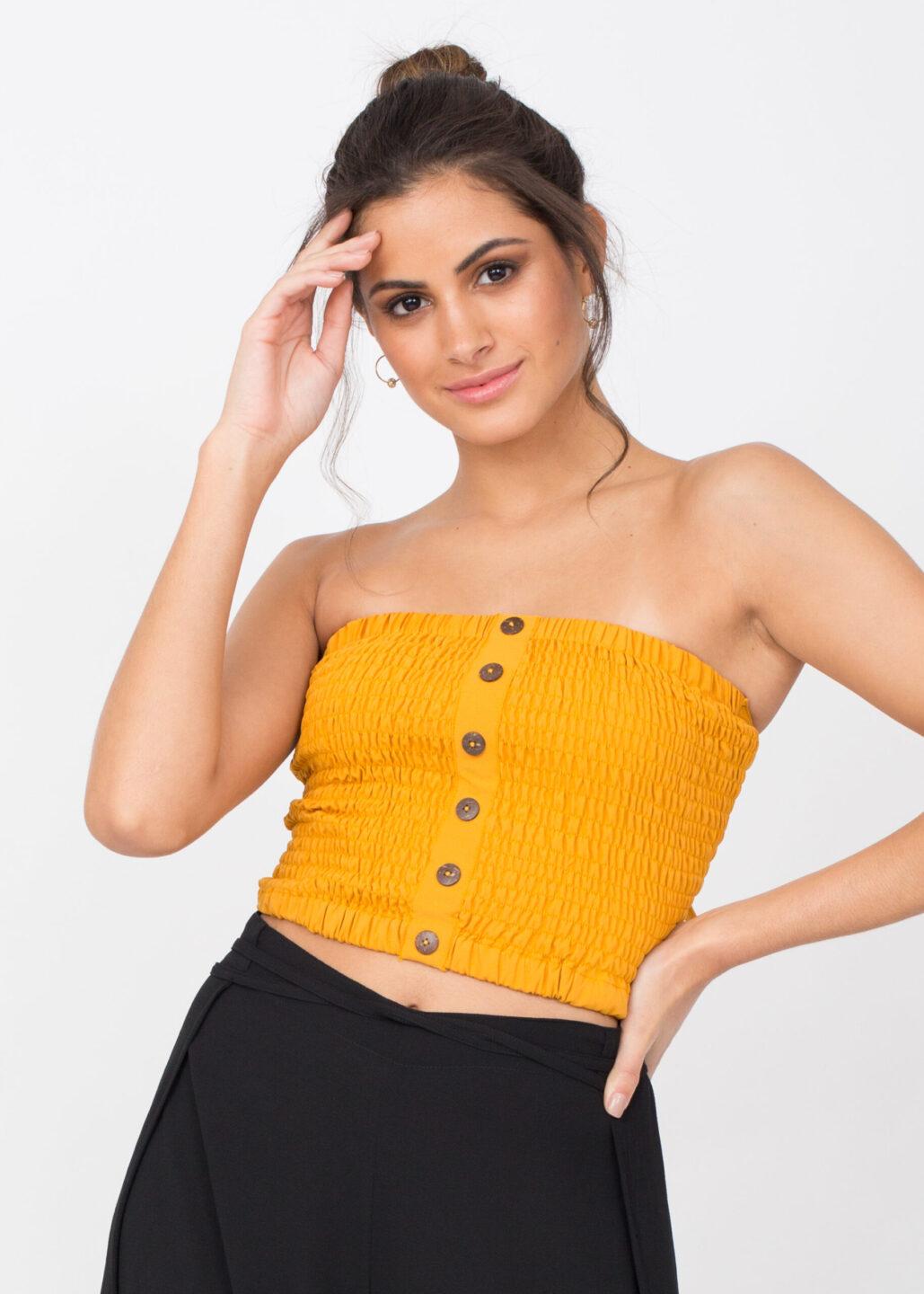 Bandeau Boob Tube Top Sunflower Yellow