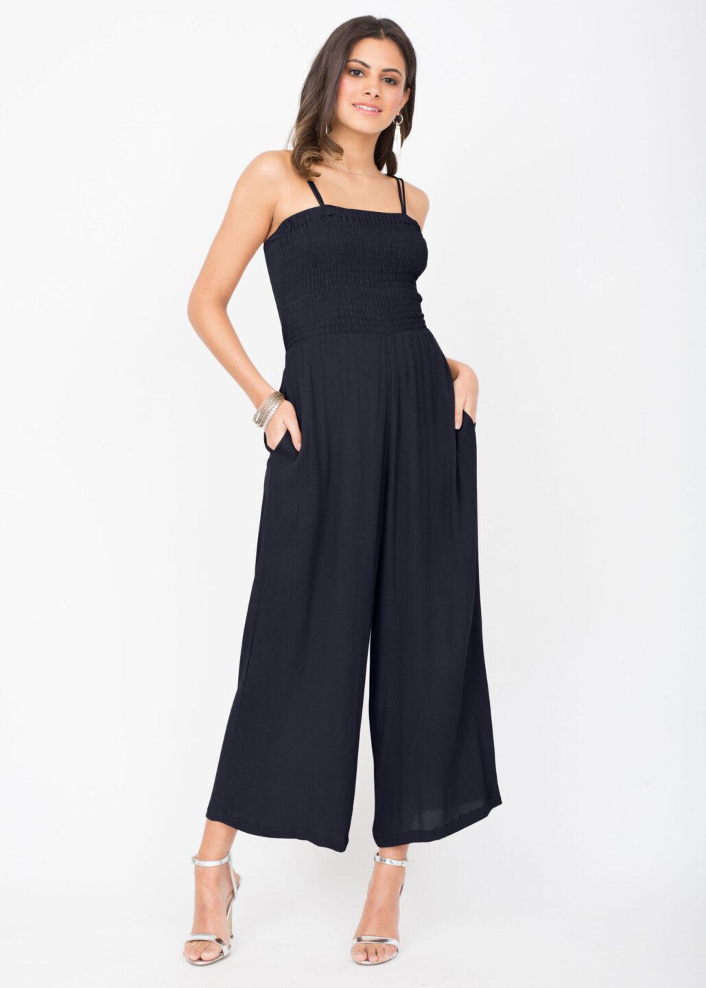 Bandeau Jumpsuit Tie Back Navy Blue