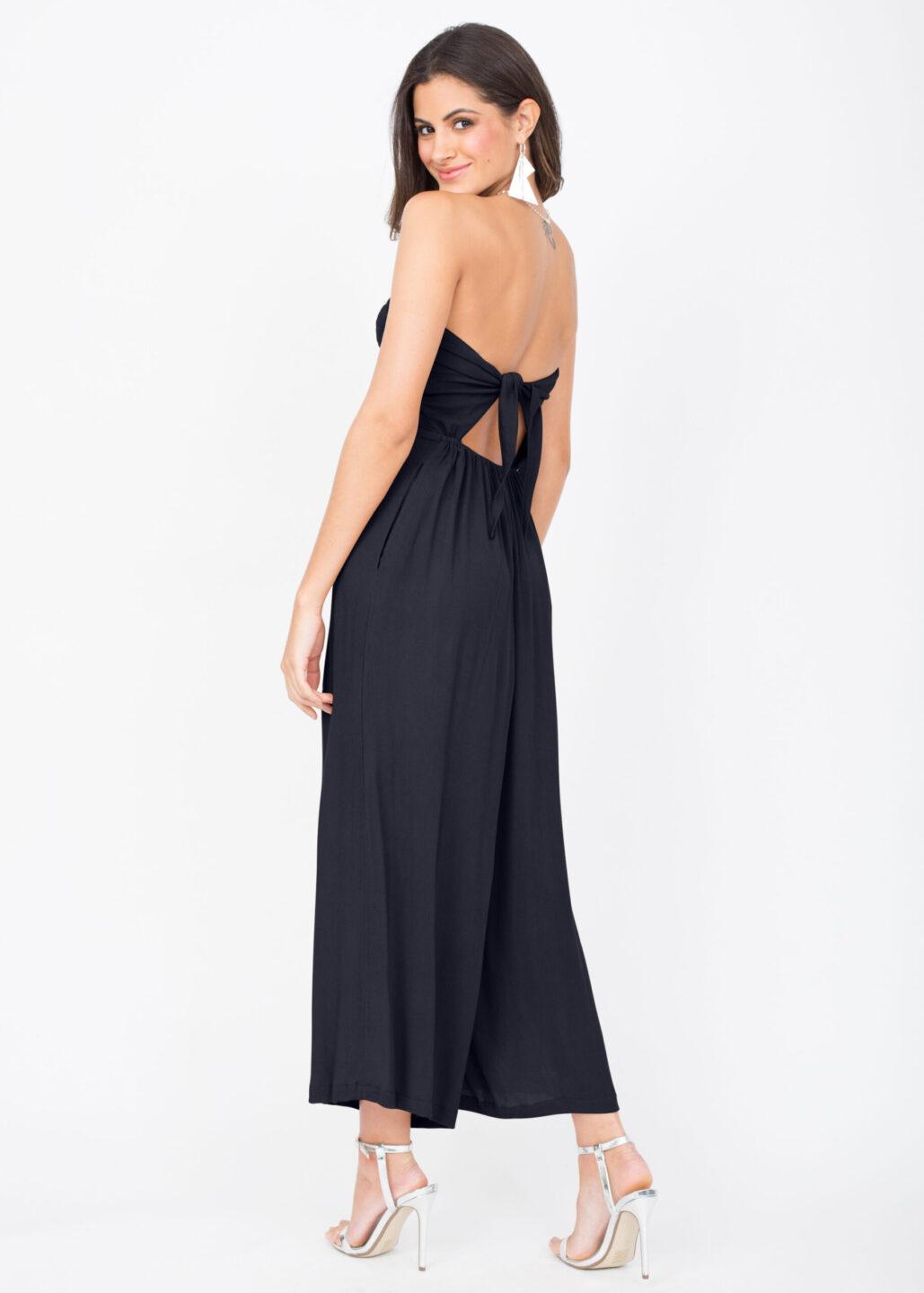 Bandeau Jumpsuit Tie Back Navy Blue