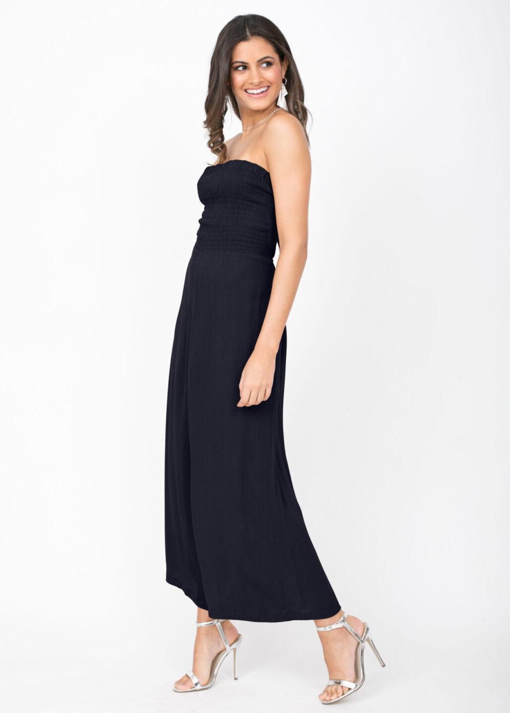 Bandeau Jumpsuit Tie Back Navy Blue