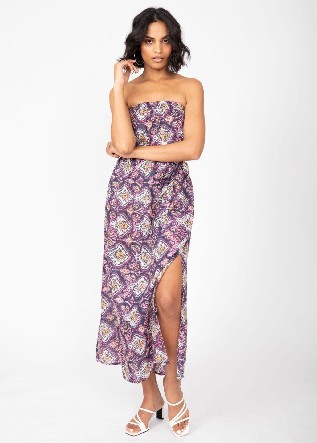 Casablanca Cotton Silk Mix Bandeau Strapless Dress