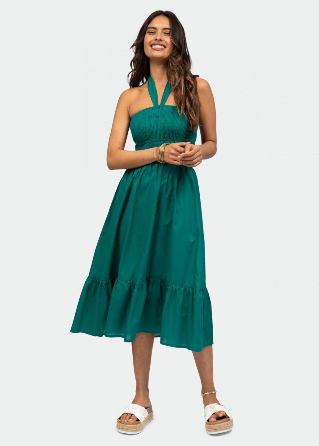 Convertible Midi Dress & Maxi Skirt 2 in 1 in Emerald Green