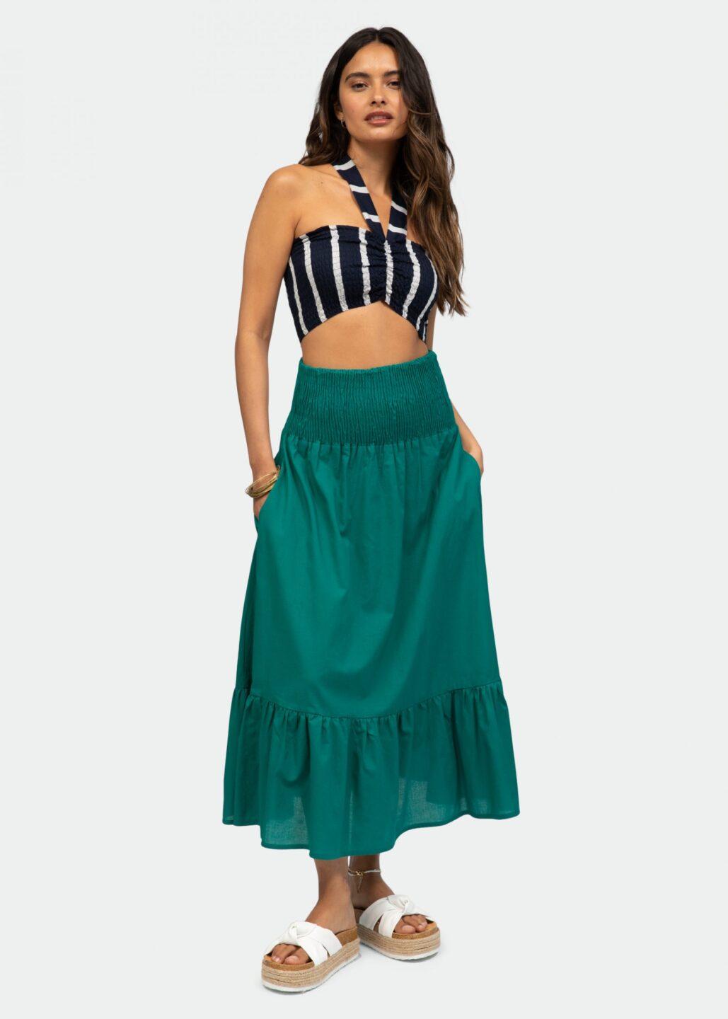 Convertible Midi Dress & Maxi Skirt 2 in 1 in Emerald Green