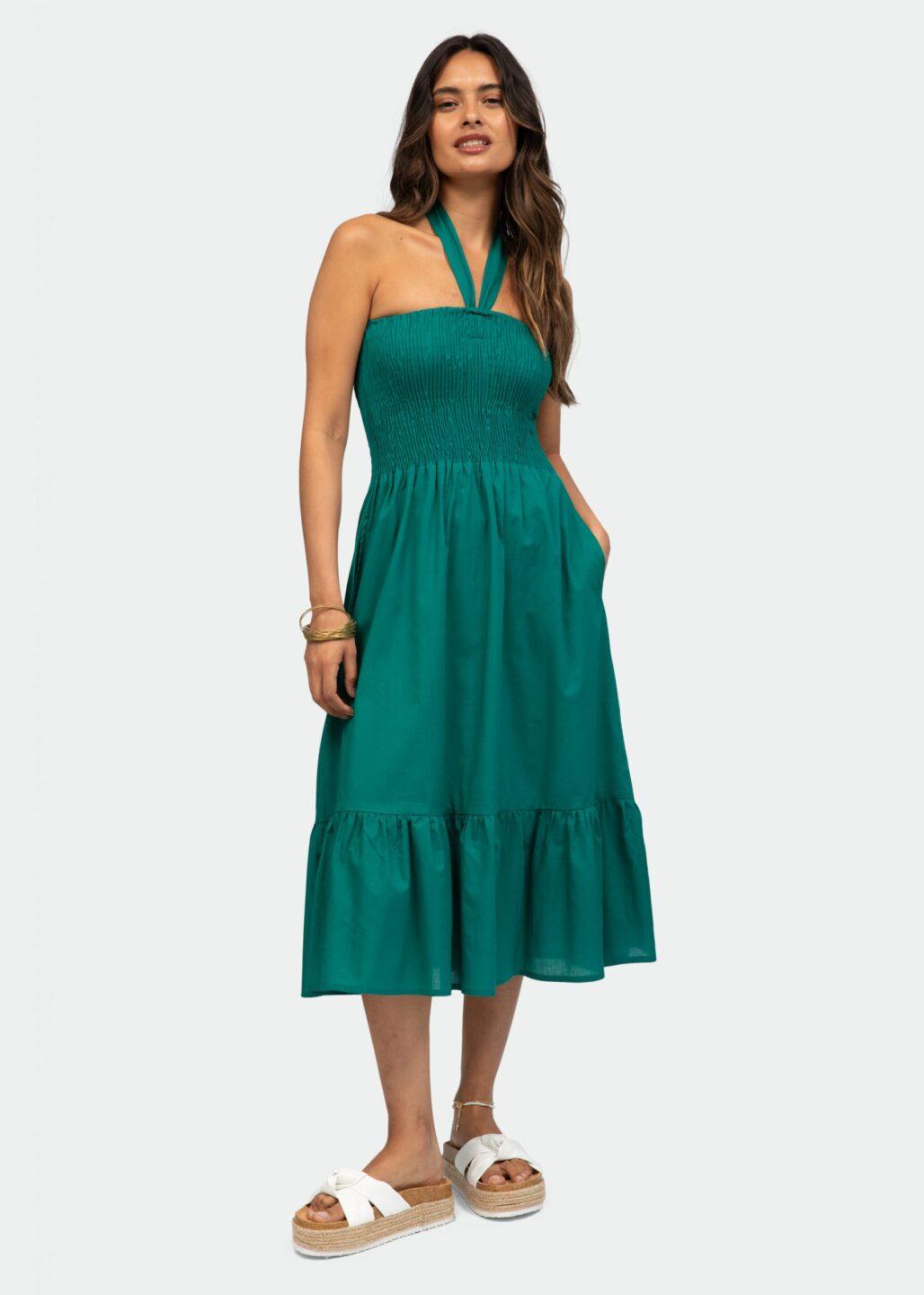 Convertible Midi Dress & Maxi Skirt 2 in 1 in Emerald Green