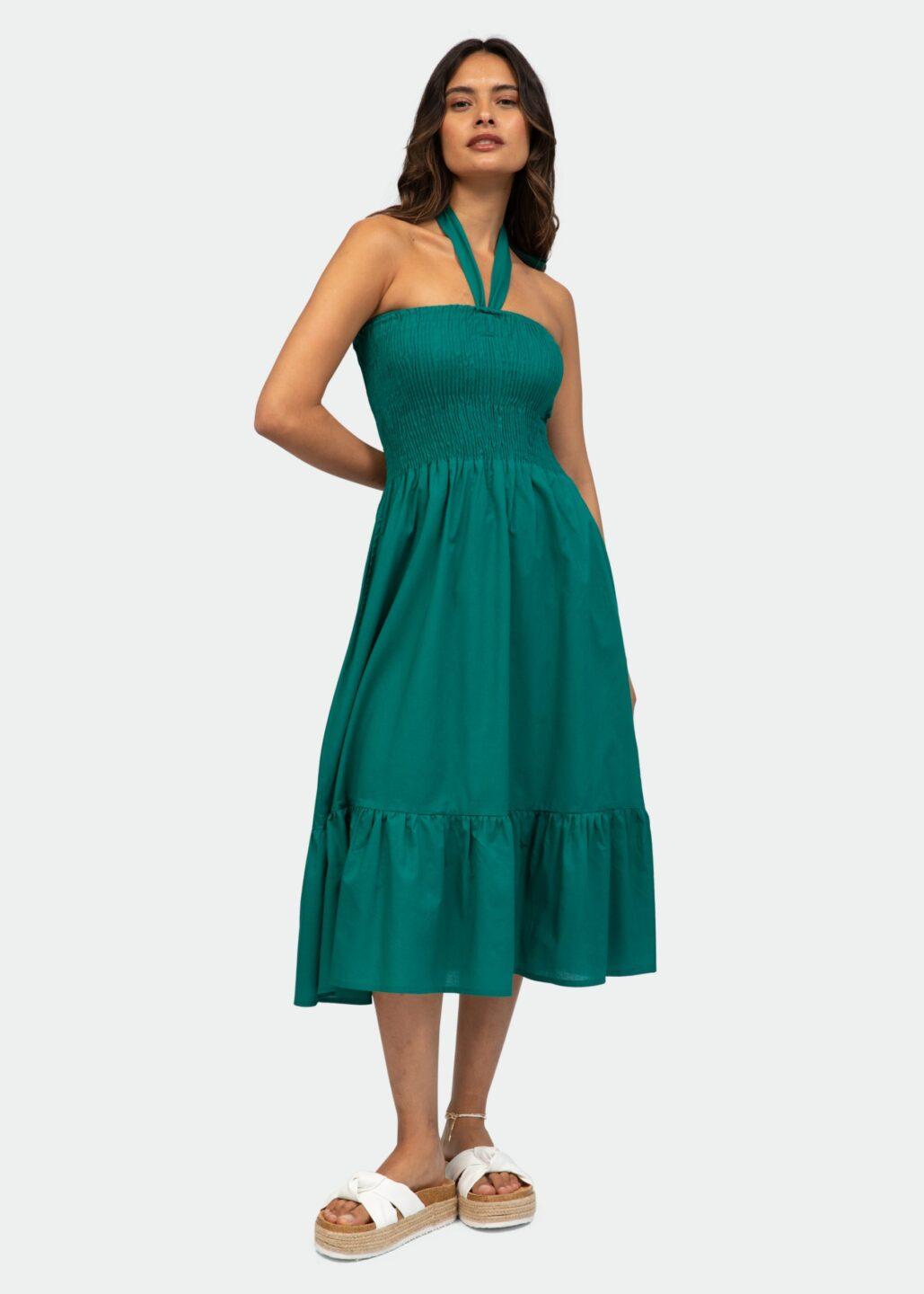 Convertible Midi Dress & Maxi Skirt 2 in 1 in Emerald Green