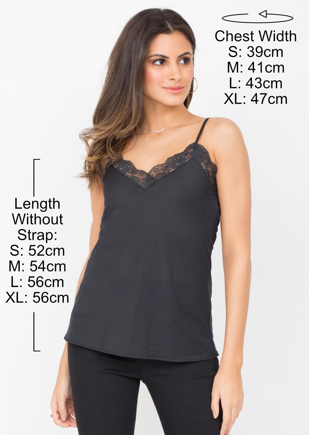 Cotton Silk Lace Camisole Cami Black