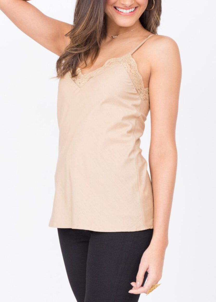 Cotton Silk Lace Camisole Cami Nude