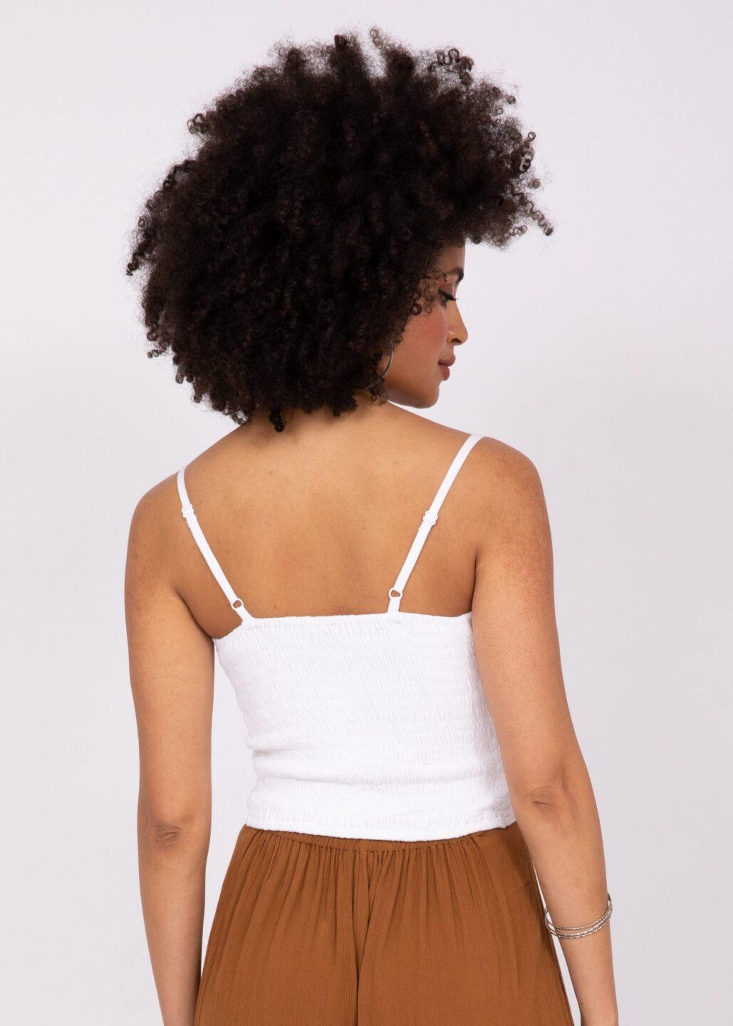 Crop Top Cami Front Tie Keyhole in White