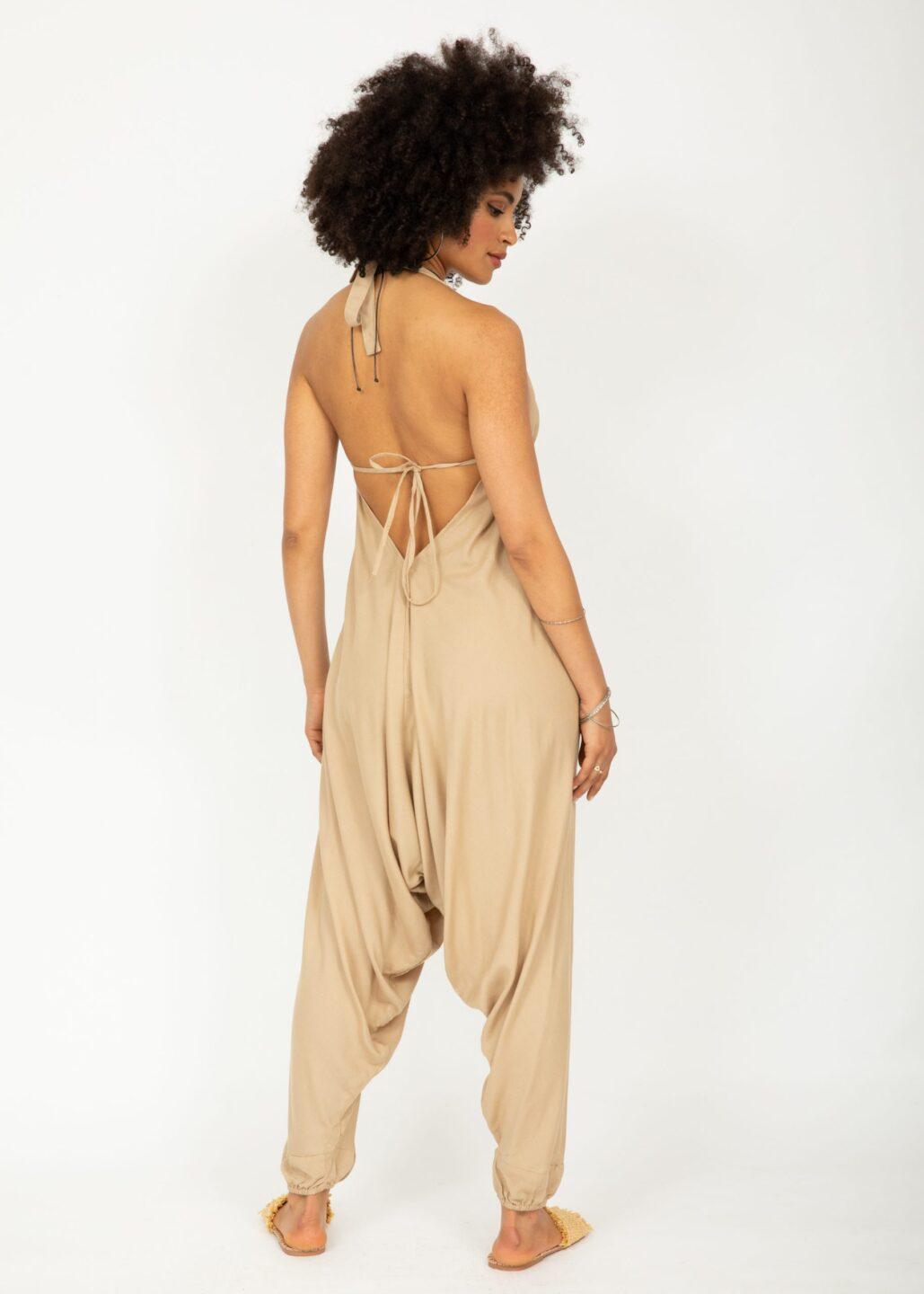 Halter Harem Jumpsuit Biscuit Beige