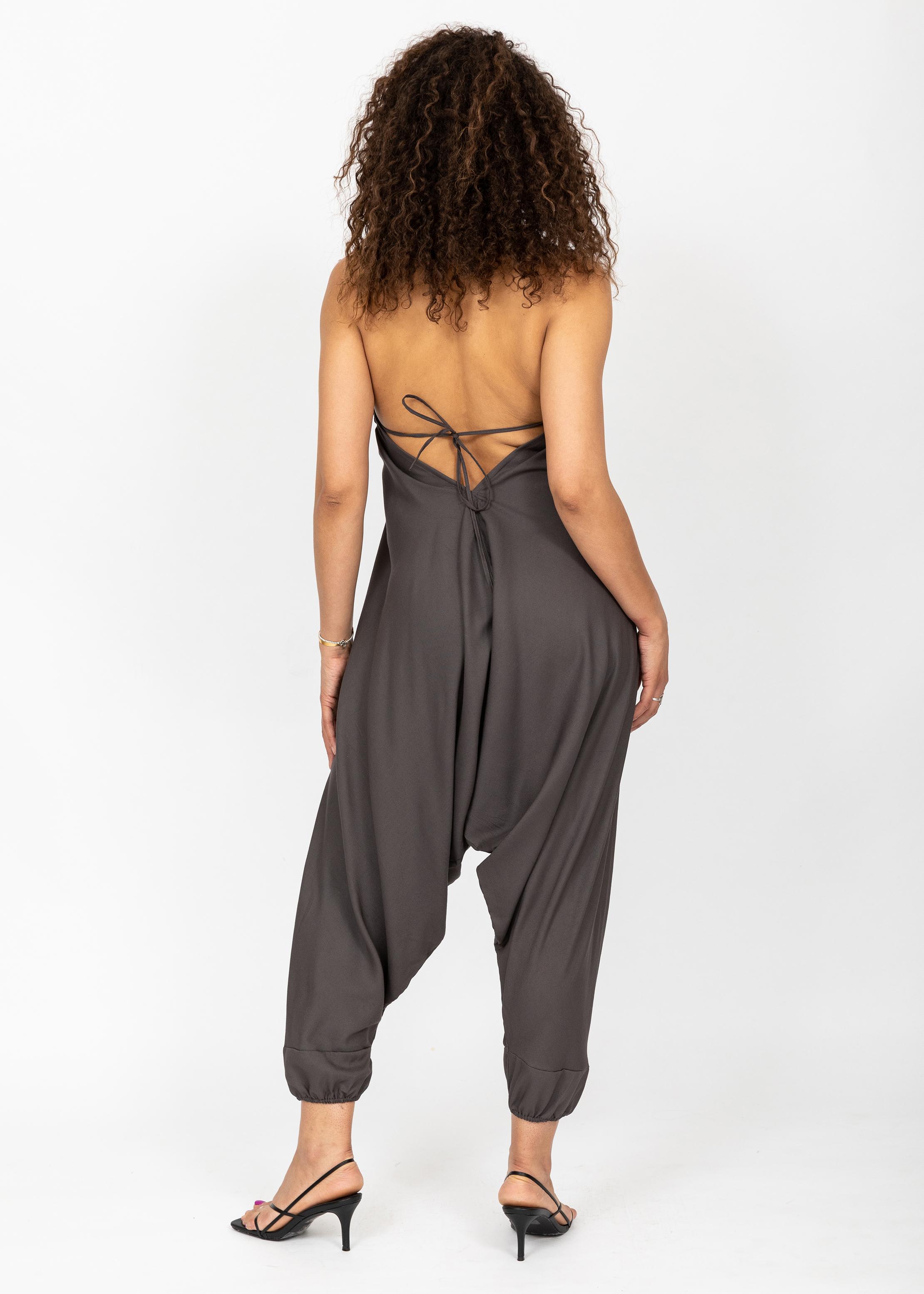 Halter Harem Jumpsuit Charcoal Grey