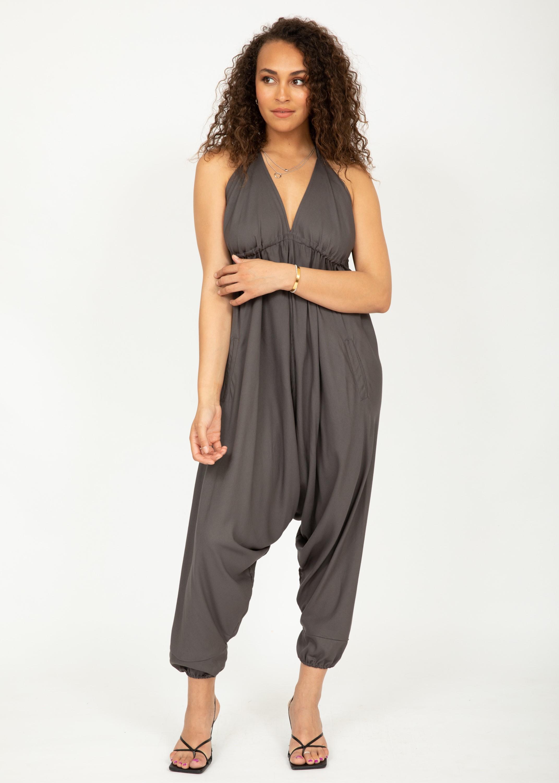 Halter Harem Jumpsuit Charcoal Grey