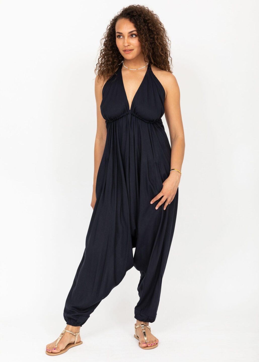 Halter Harem Jumpsuit Navy