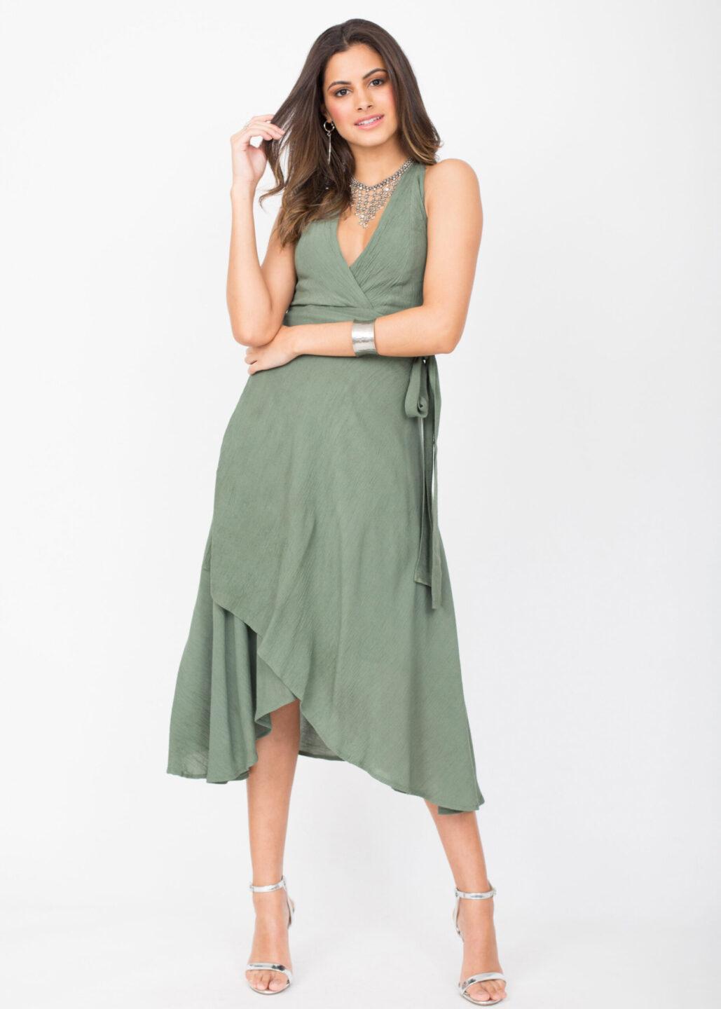 Halter Wrap Dress Verona Green