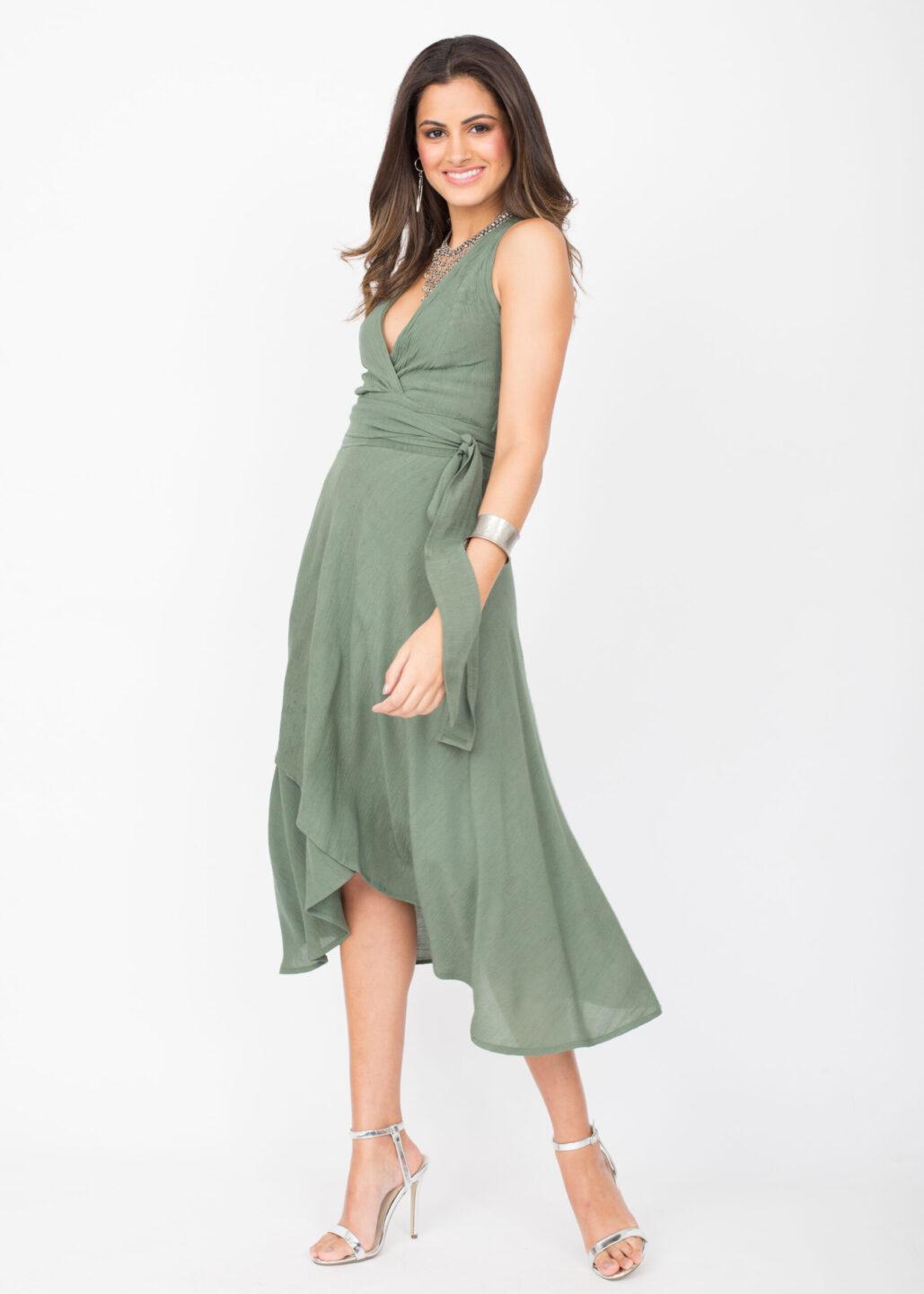 Halter Wrap Dress Verona Green