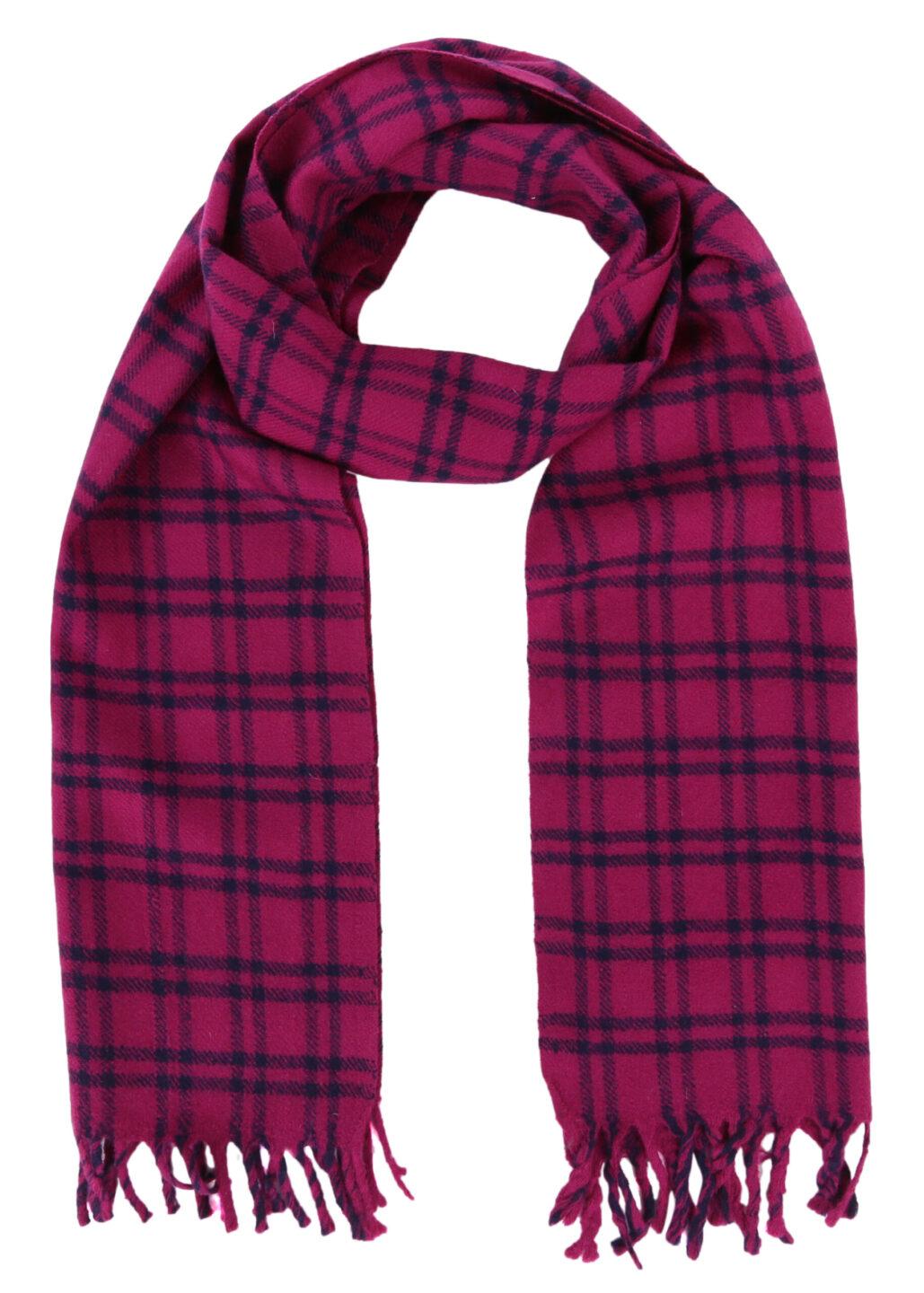 Handloom Tweed Merino Wool Plaid Scarf Pink