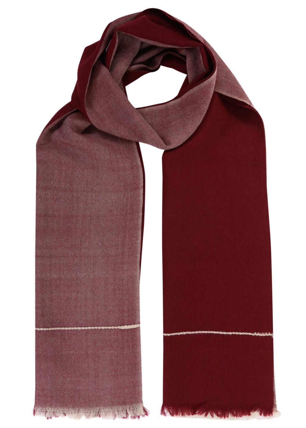 Handwoven Merino Scarf in Twill &amp; Herringbone Mix Maroon