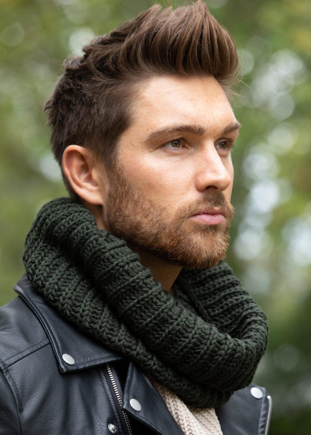 Infinity Snood Scarf Merino Wool Camo Green