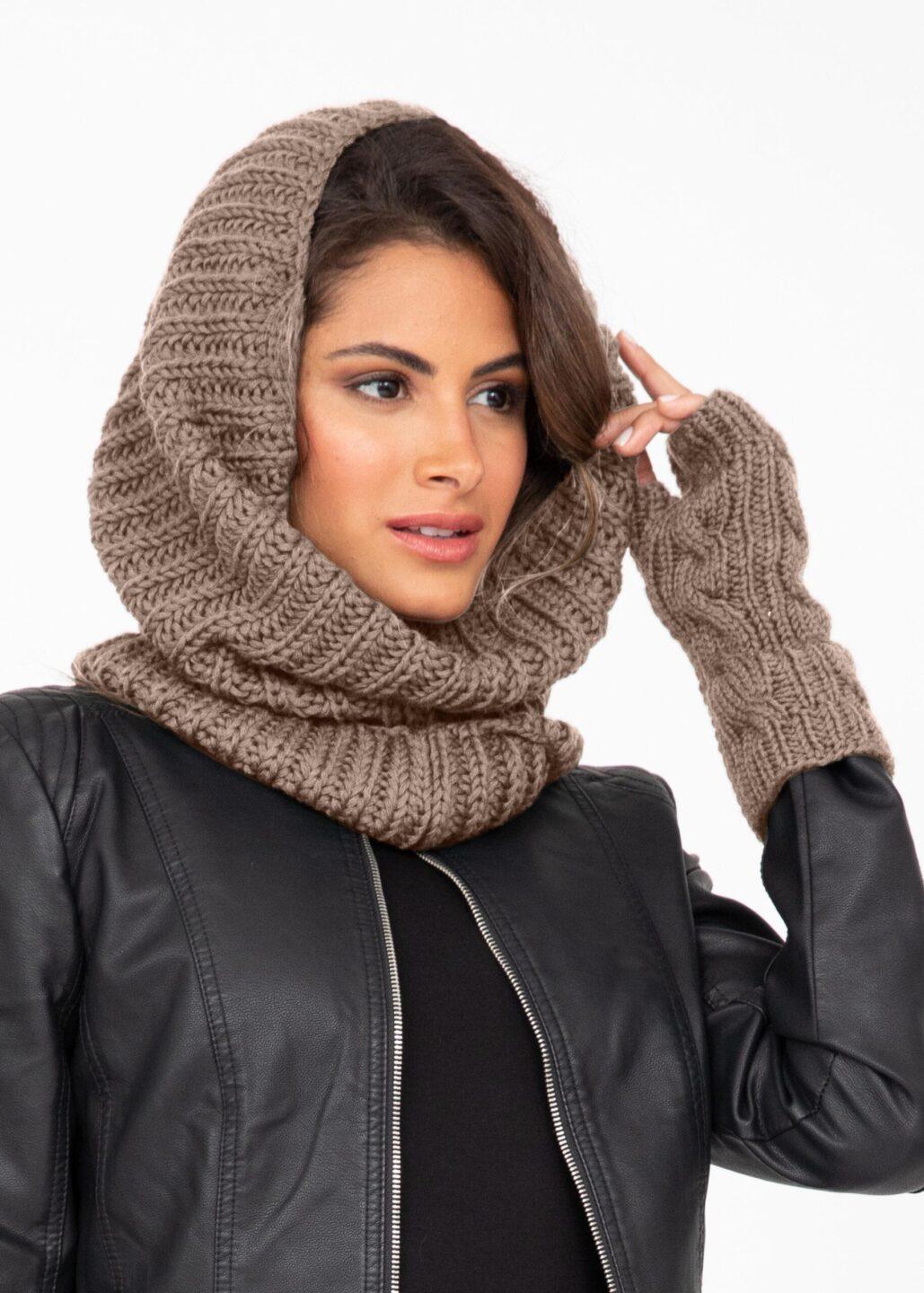 Infinity Snood Scarf Merino Wool Mocha Brown