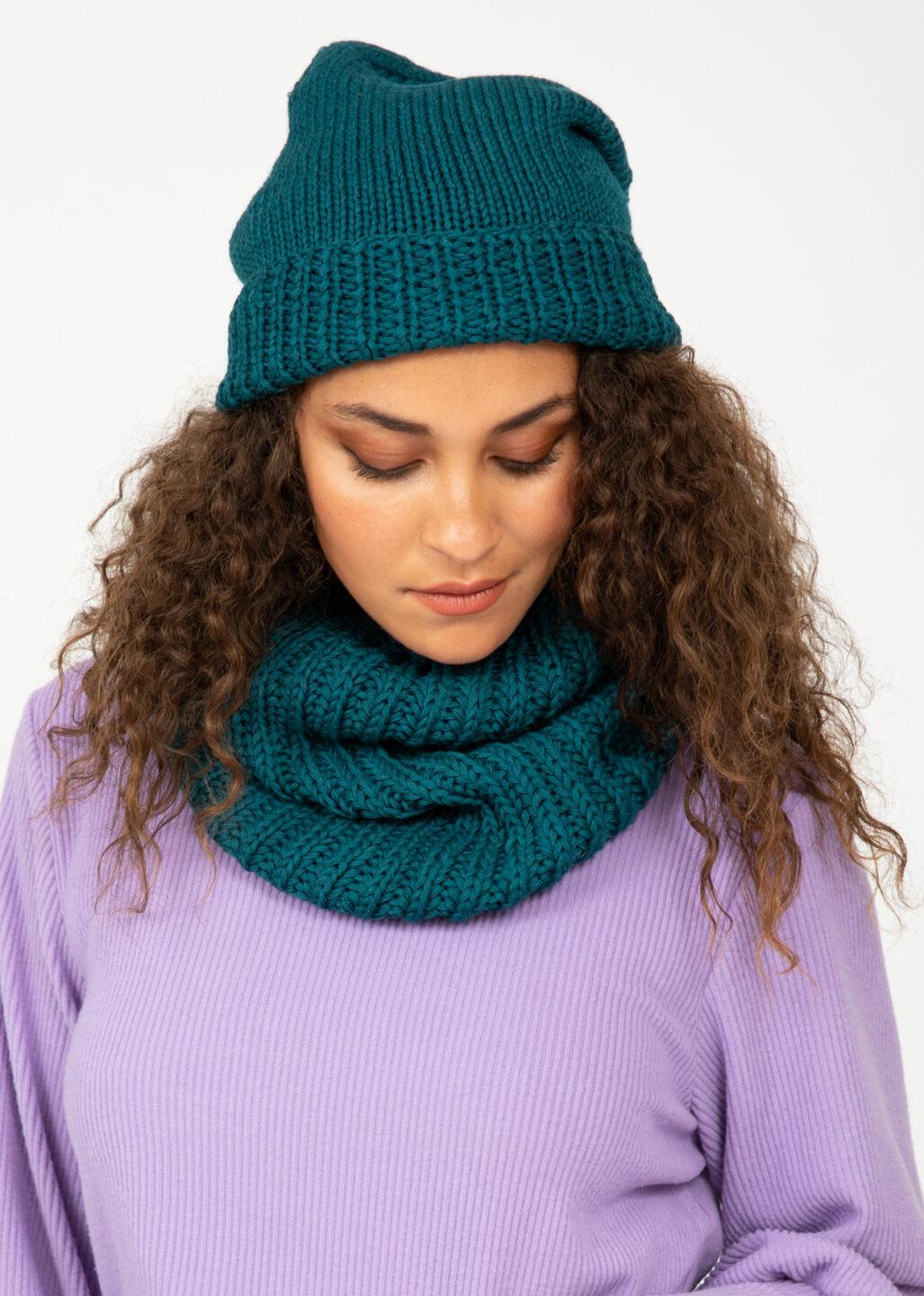 Teal Blue Merino Slouchy Beanie - Ethically Handmade