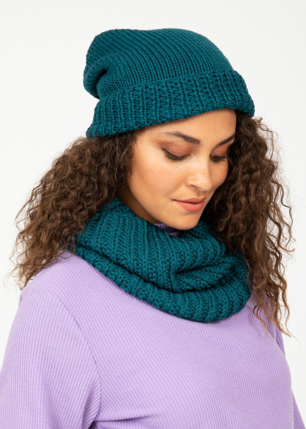 Teal Blue Merino Slouchy Beanie - Ethically Handmade