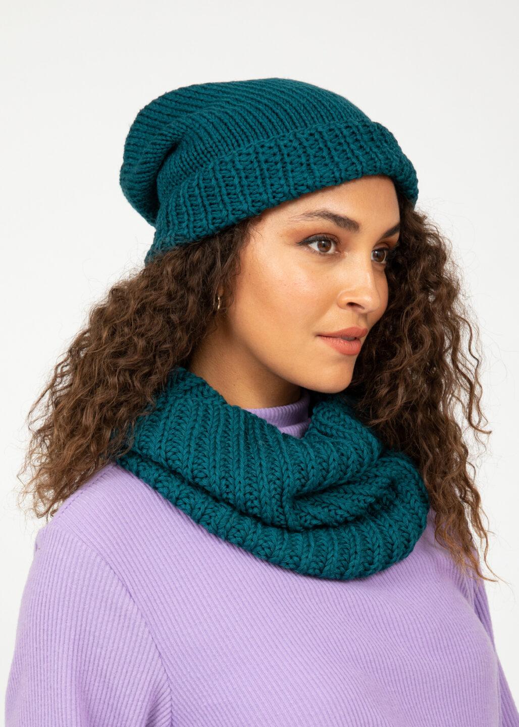 Teal Blue Merino Slouchy Beanie - Ethically Handmade