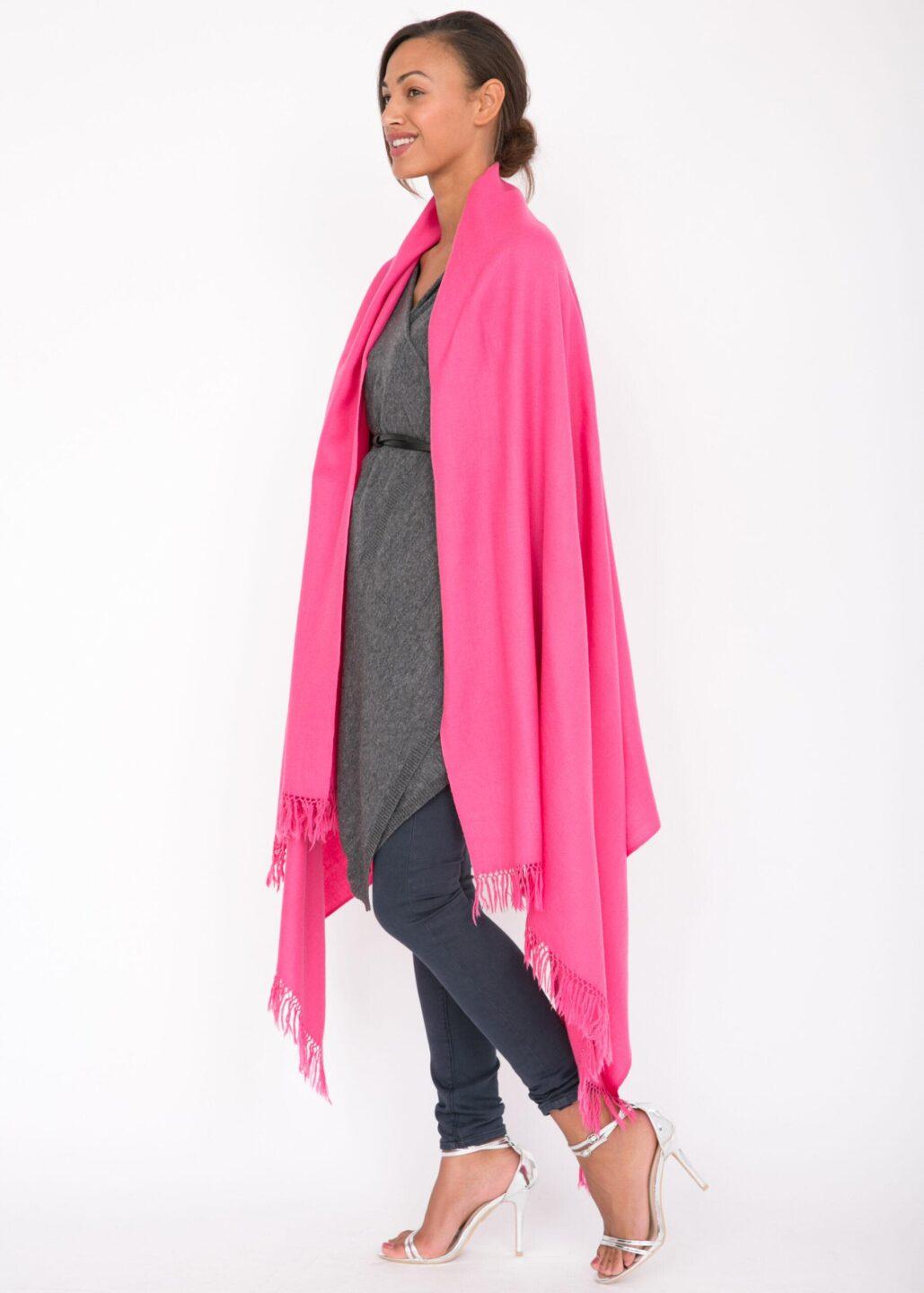 Kasa Merino Handwoven Pashmina & Blanket Scarf 100 X 200cm Hot Pink