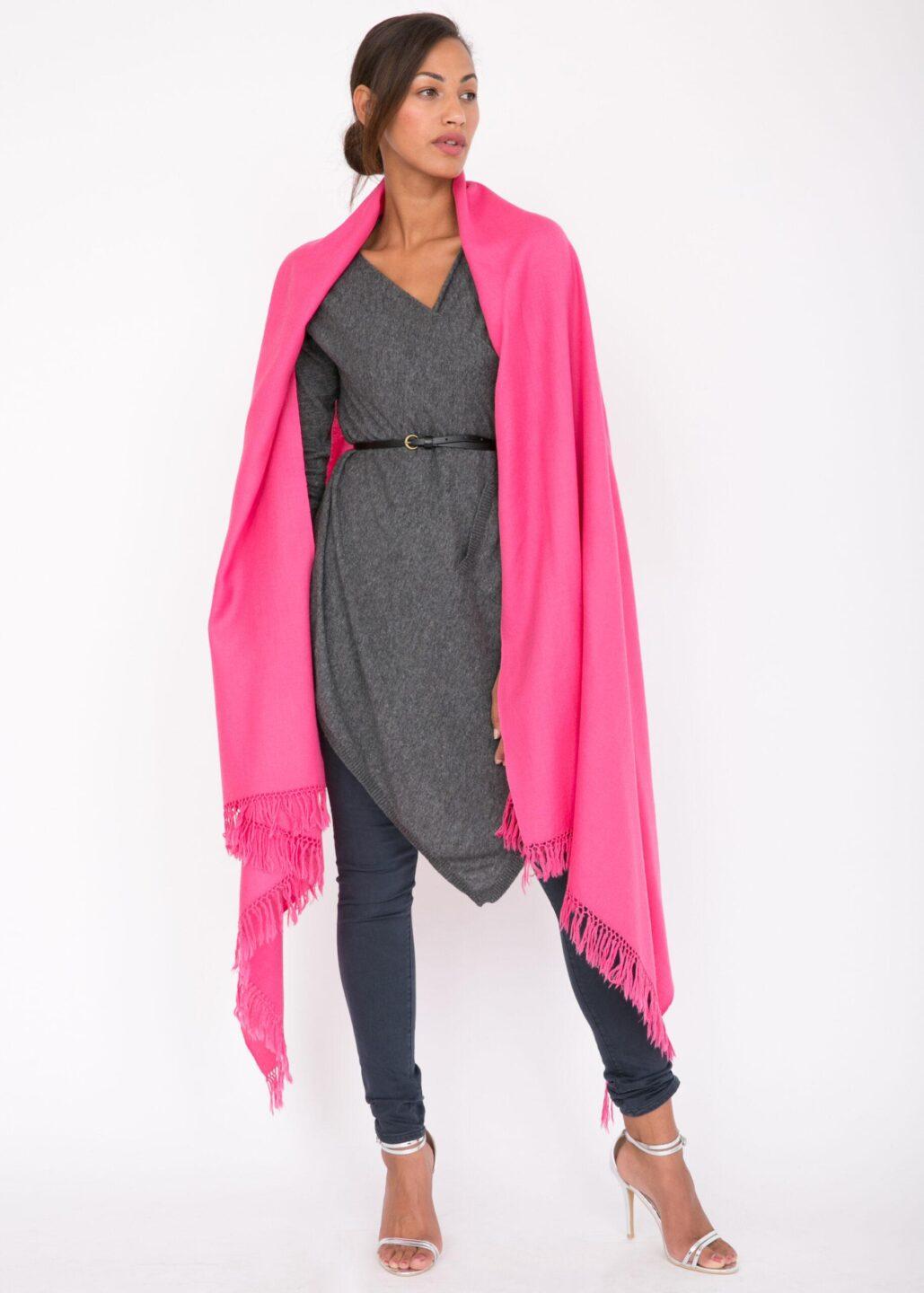 Kasa Merino Handwoven Pashmina & Blanket Scarf 100 X 200cm Hot Pink