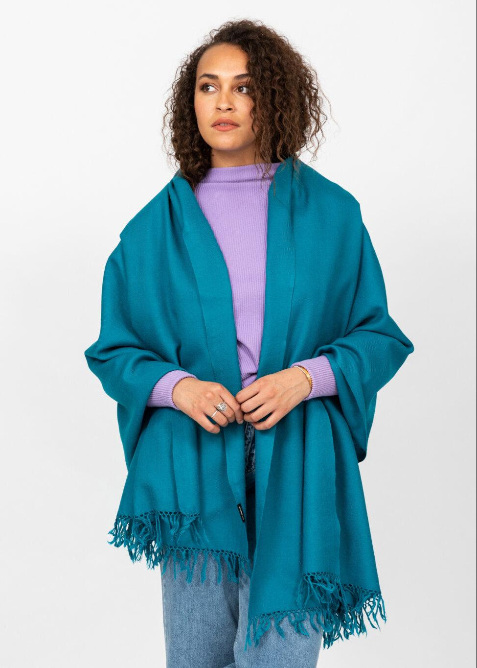 Kasa Merino Wool Pashmina & Oversize Scarf 100 X 200cm Peacock Teal