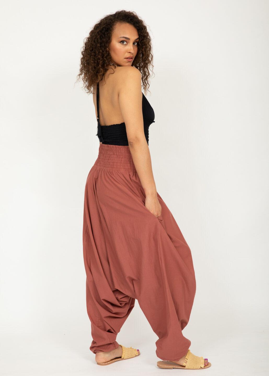 Convertible Cotton 2-in-1 Jumpsuit & Harem Pants in Vieux Rose Pink