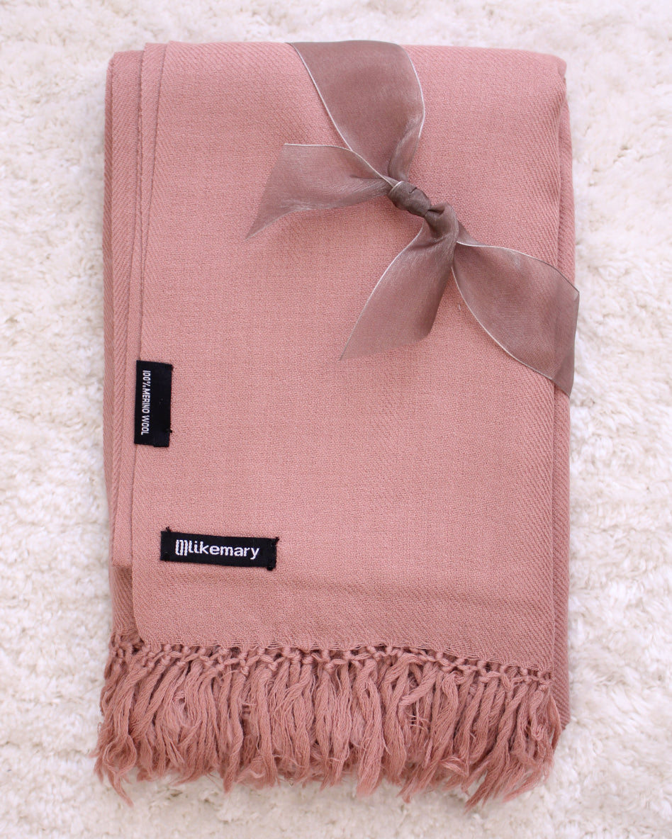 Multi-Use Handmade Blanket Scarf & Travel Wrap in Dusty Pink