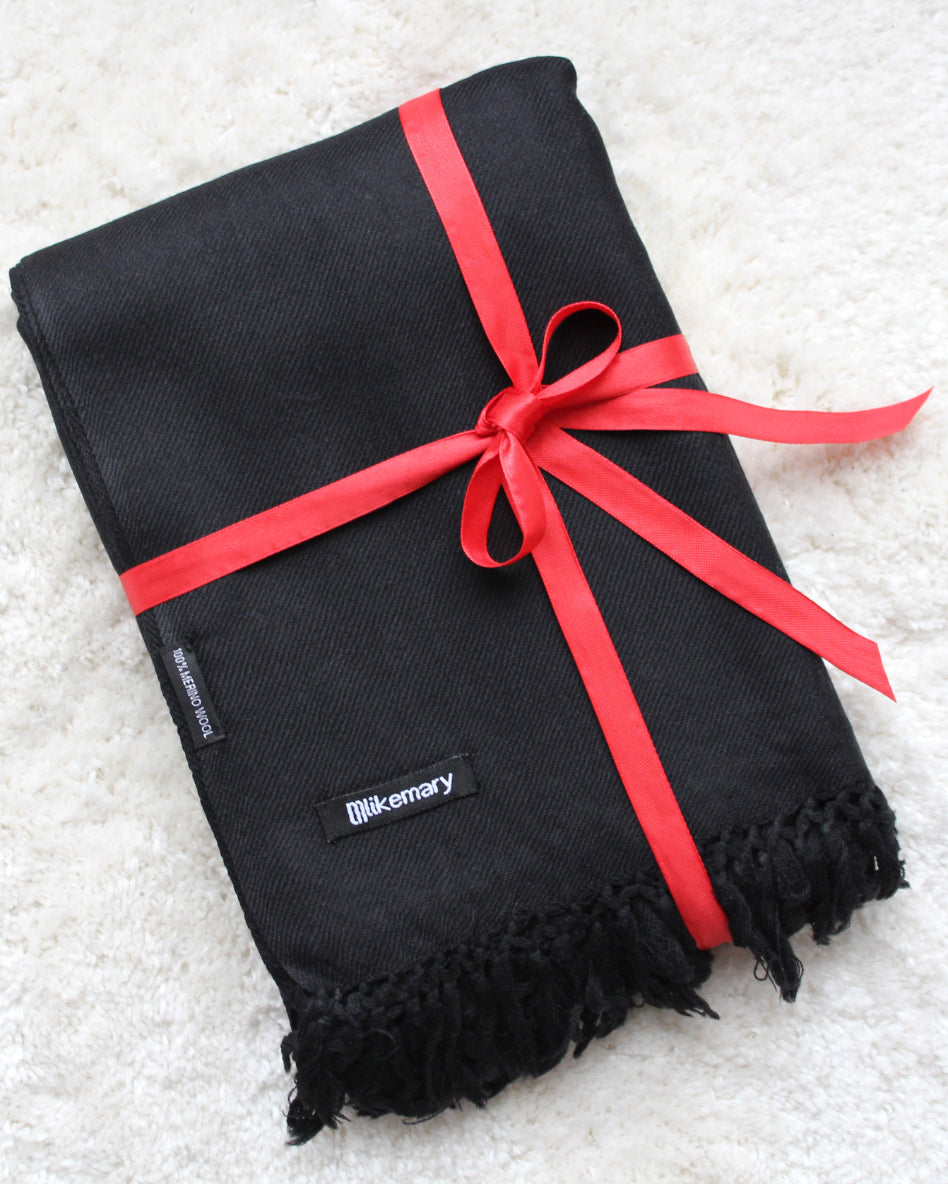 Multi-Use Handmade Blanket Scarf & Travel Wrap in Black