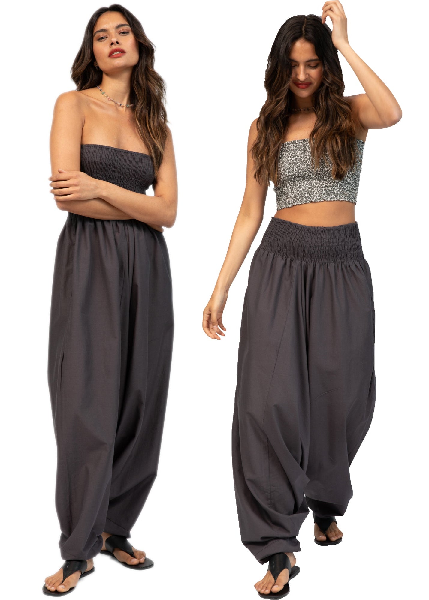 Convertible Cotton 2-in-1 Jumpsuit & Harem Pants in Grey