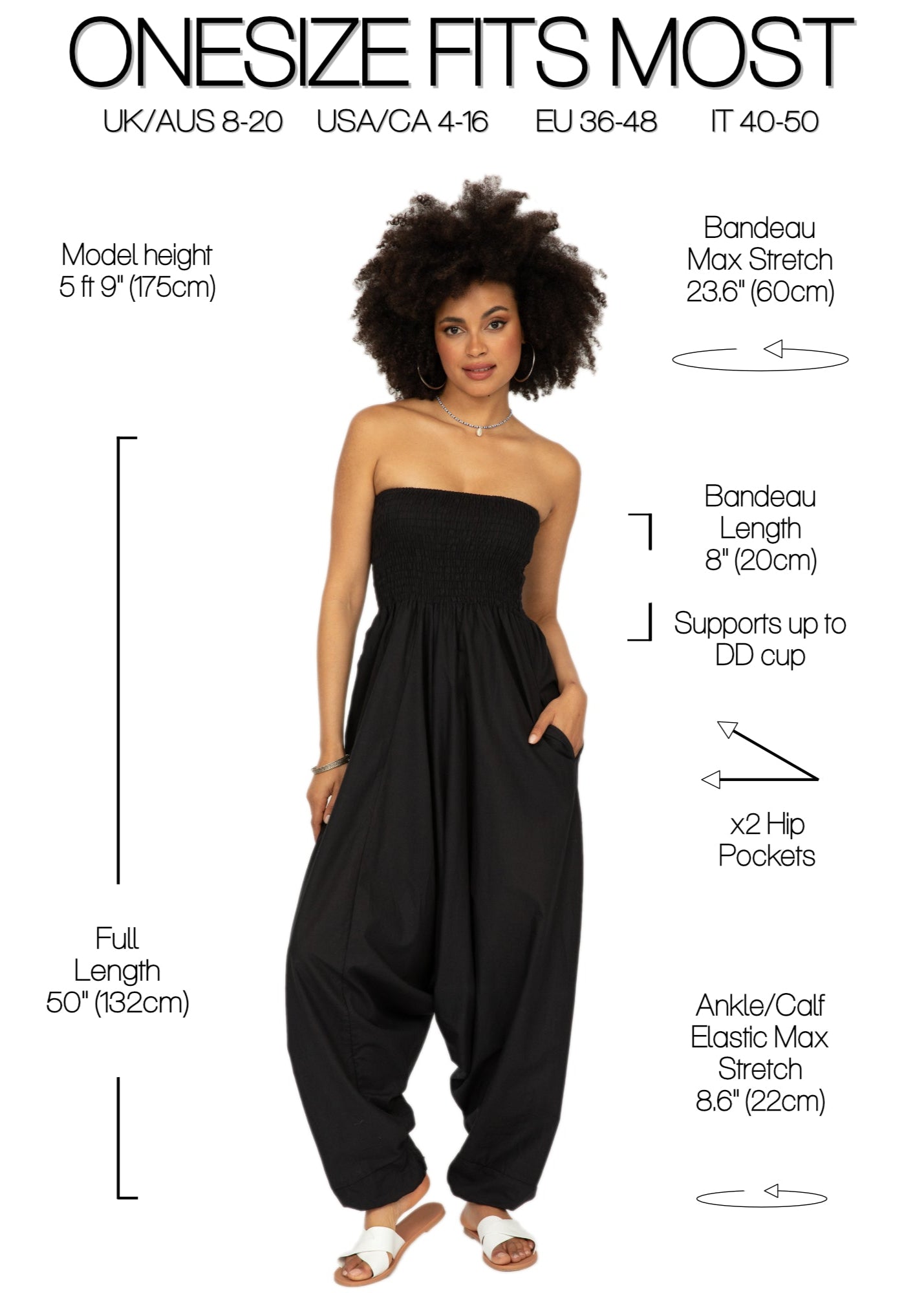 Convertible Cotton 2-in-1 Jumpsuit & Harem Pants in Black