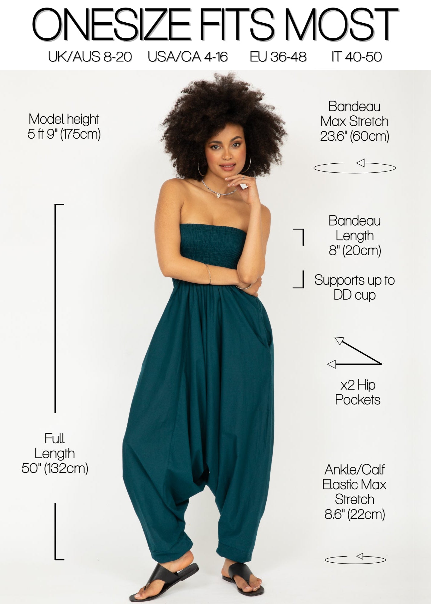 Convertible Cotton 2-in-1 Jumpsuit & Harem Pants in Teal