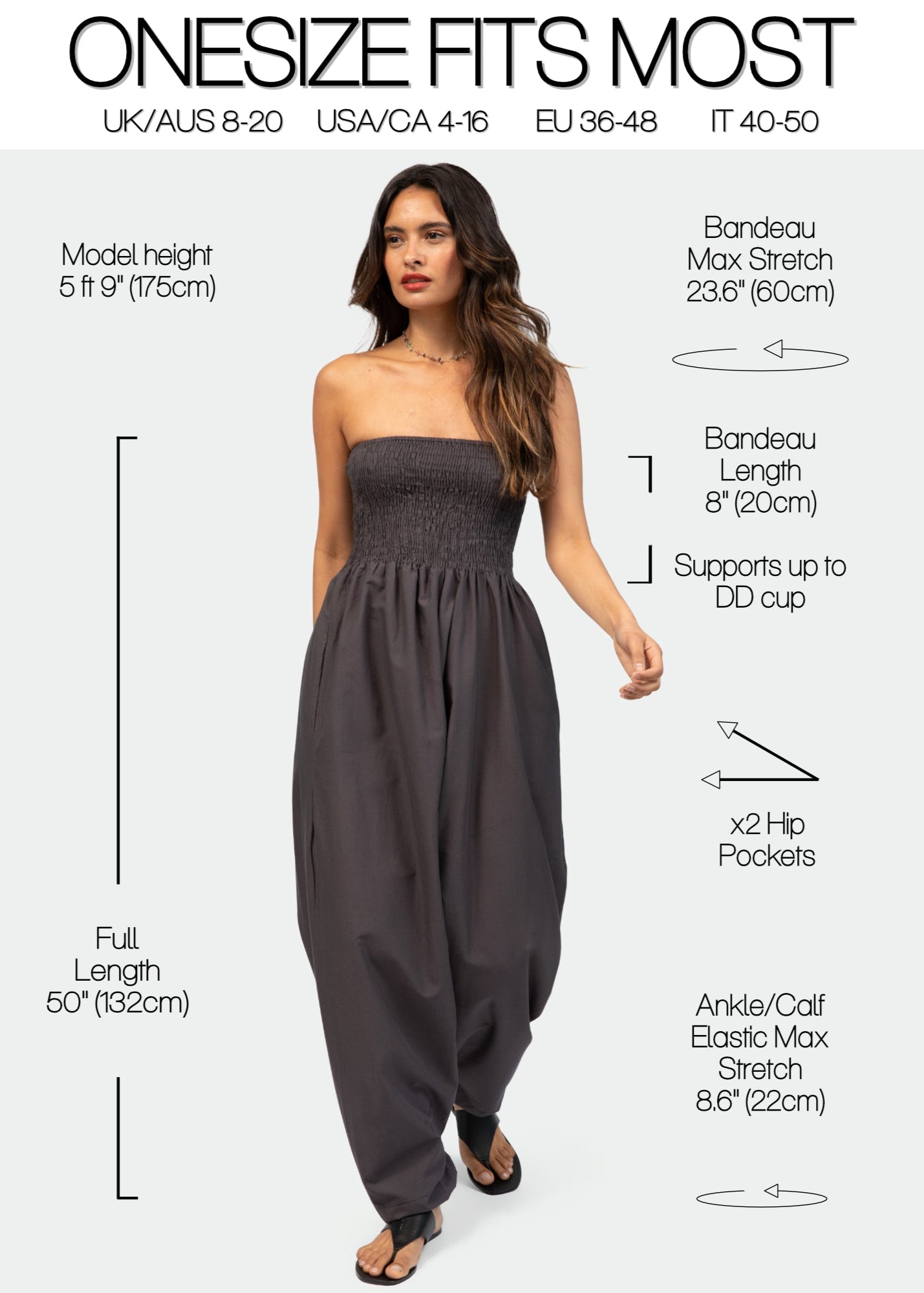 Convertible Cotton 2-in-1 Jumpsuit & Harem Pants in Grey