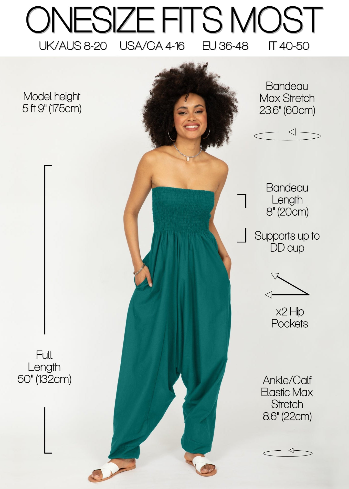 Convertible Cotton 2-in-1 Jumpsuit & Harem Pants in Emerald Green