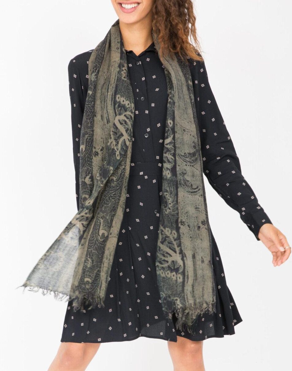 Limited Edition Handwoven Wool Scarf in Moonlight Print