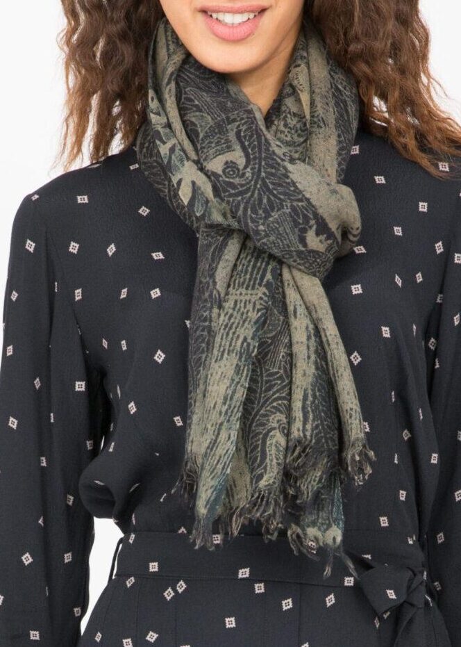 Limited Edition Handwoven Wool Scarf in Moonlight Print