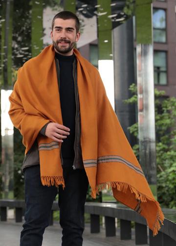 Men's Mustard Yellow Merino Wool Scarf â€“ Handwoven Mansi