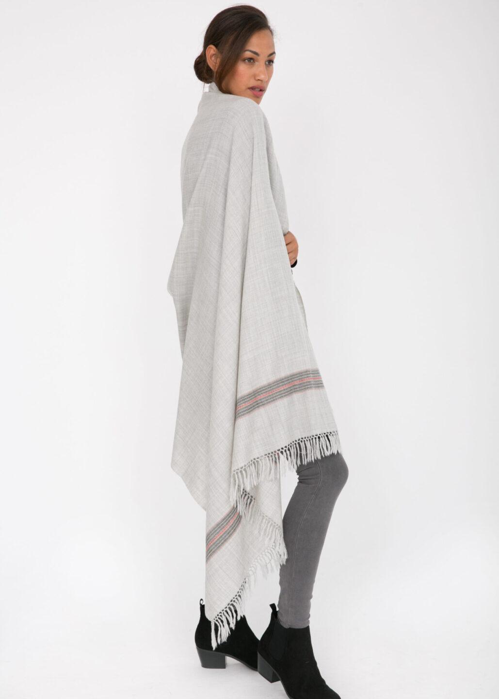 Mansi Merino Handwoven Shawl & Oversize Scarf Stone Grey